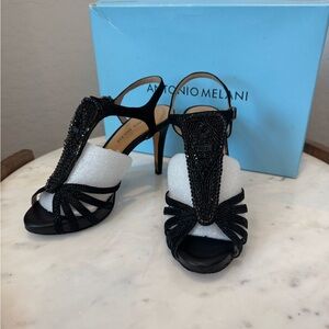 ANTONIO MELANI Black Strappy Heels